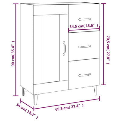 Sideboard White 69.5x34x90 cm Engineered Wood