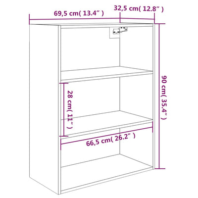 Hanging Wall Cabinet White 69.5x32.5x90 cm