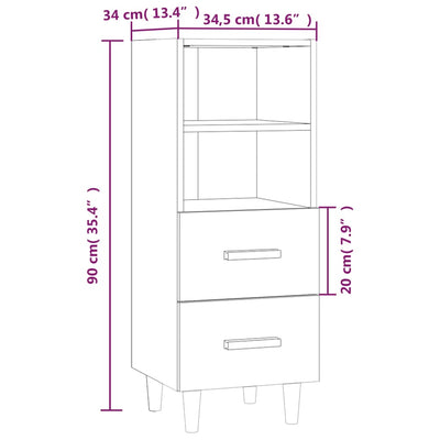 Sideboard White 34.5x34x90 cm Engineered Wood