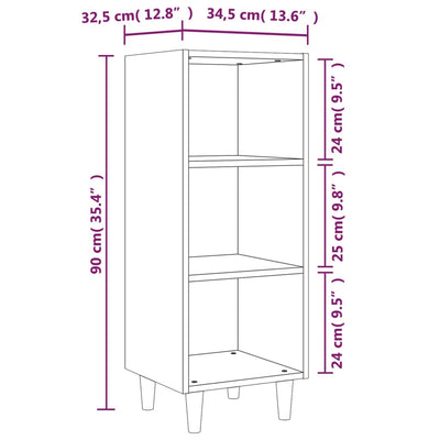 Sideboard White 34.5x32.5x90 cm Engineered Wood