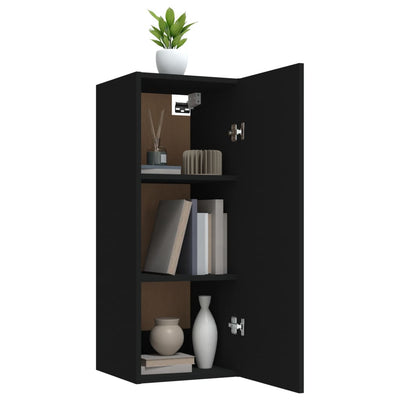 Wall Cabinet Black 34.5x34x90 cm Engineered Wood