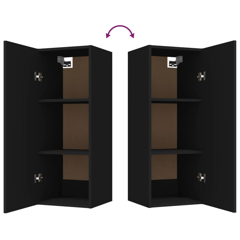 Wall Cabinet Black 34.5x34x90 cm Engineered Wood