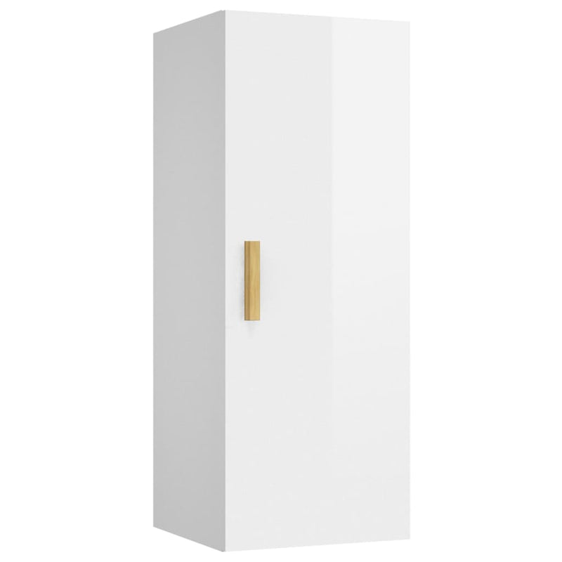 Wall Cabinet High Gloss White 34.5x34x90 cm Engineered Wood