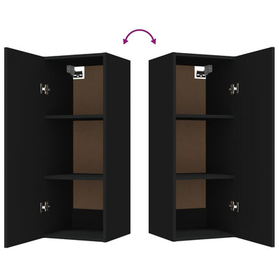 Hanging Wall Cabinet Black 34.5x34x90 cm Engineered Wood