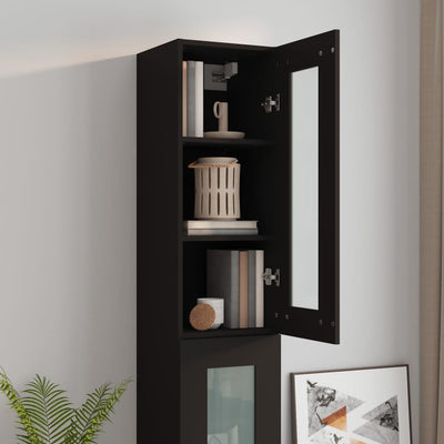 Hanging Wall Cabinet Black 34.5x34x90 cm