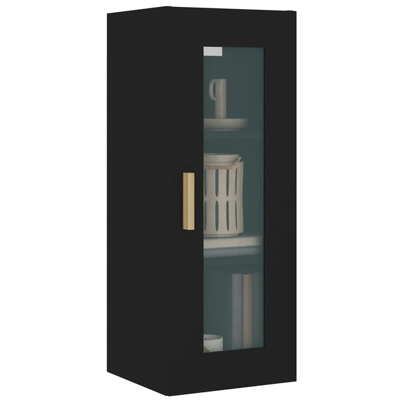 Hanging Wall Cabinet Black 34.5x34x90 cm