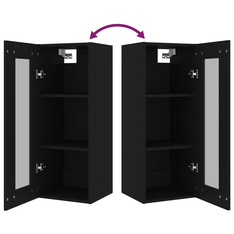 Hanging Wall Cabinet Black 34.5x34x90 cm