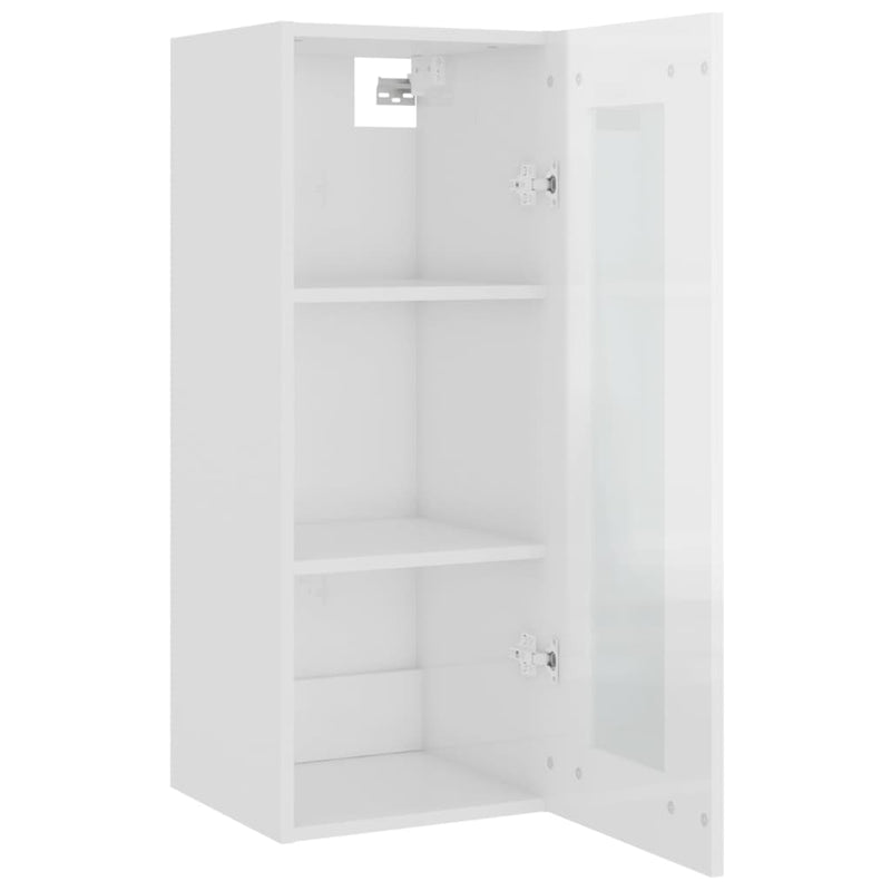 Hanging Wall Cabinet High Gloss White 34.5x34x90 cm