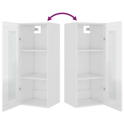 Hanging Wall Cabinet High Gloss White 34.5x34x90 cm