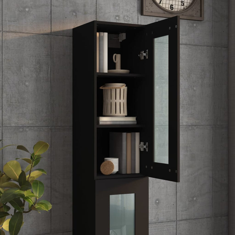 Hanging Wall Cabinet Black 34.5x34x90 cm