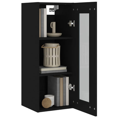 Hanging Wall Cabinet Black 34.5x34x90 cm