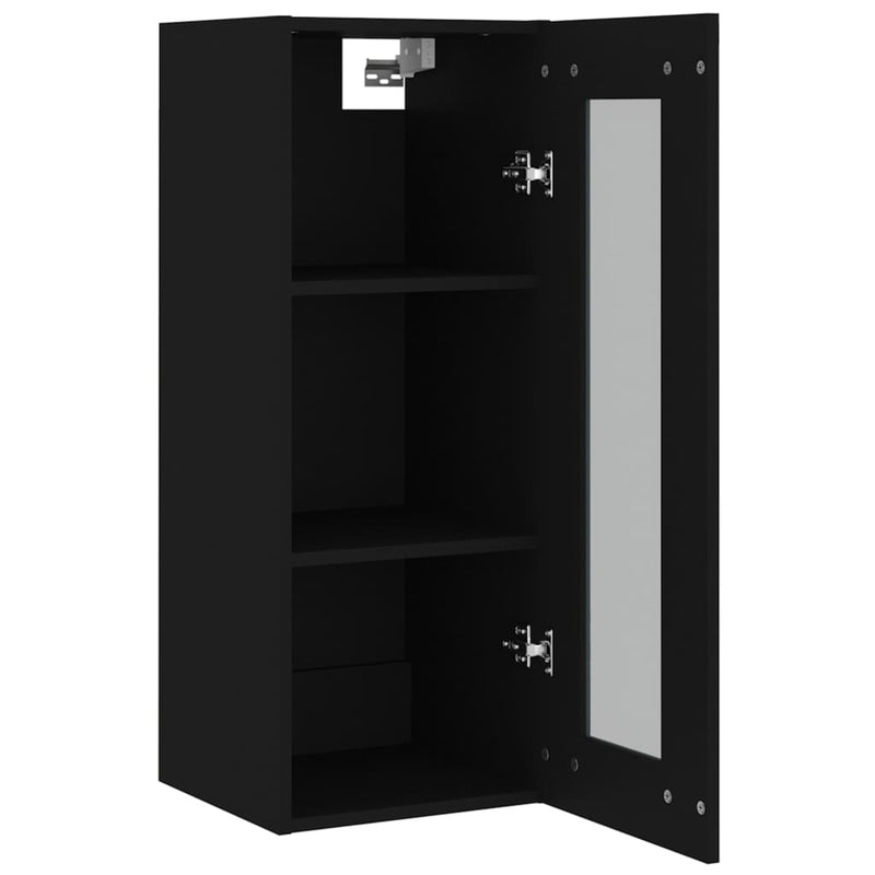 Hanging Wall Cabinet Black 34.5x34x90 cm