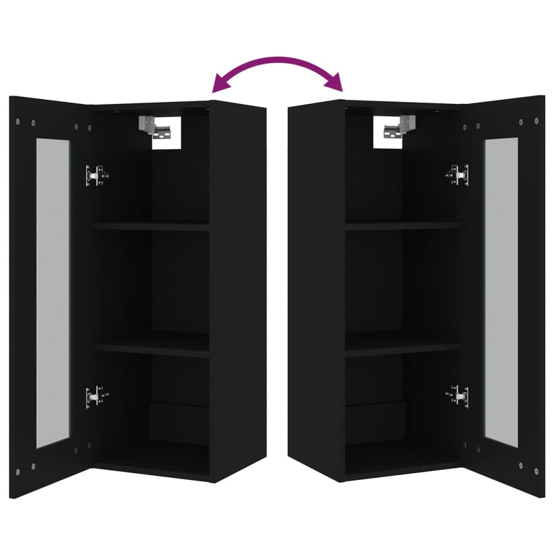 Hanging Wall Cabinet Black 34.5x34x90 cm