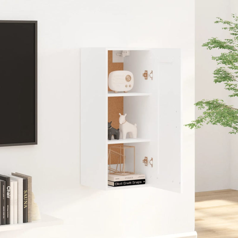 Wall Cabinet White 35x34x90 cm Engineered Wood