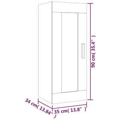 Wall Cabinet White 35x34x90 cm Engineered Wood