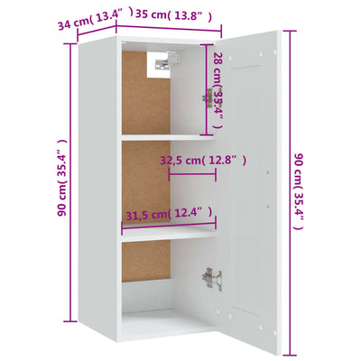 Hanging Cabinet White 35x34x90 cm Engineered Wood