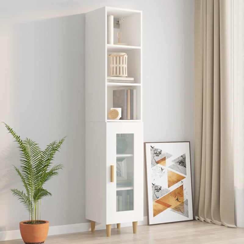 Wall Cabinet White 34.5x32.5x90 cm Engineered Wood