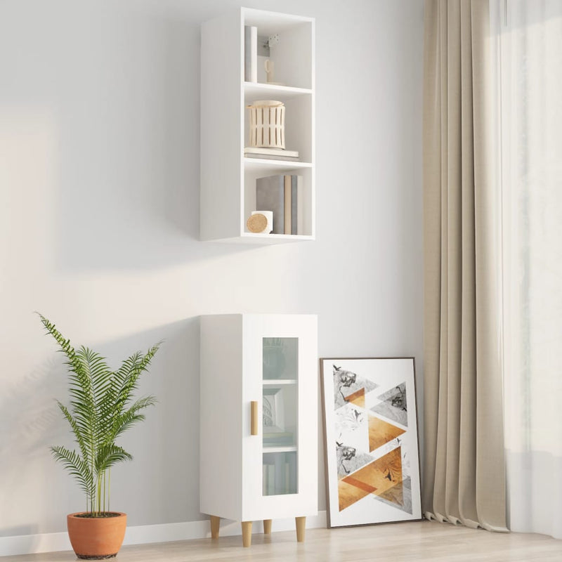 Wall Cabinet White 34.5x32.5x90 cm Engineered Wood