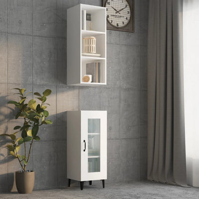 Wall Cabinet White 34.5x32.5x90 cm Engineered Wood