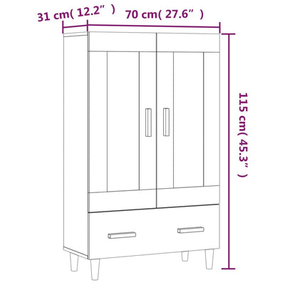 Highboard Black 70x31x115 cm Engineered Wood