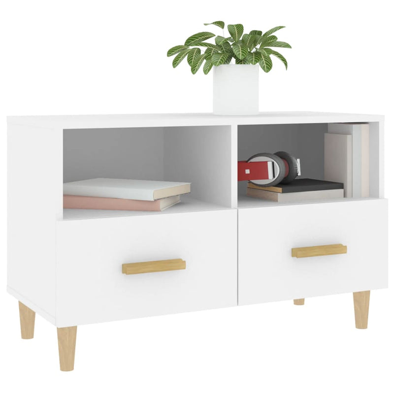 TV Cabinet White 80x36x50 cm Engineered Wood