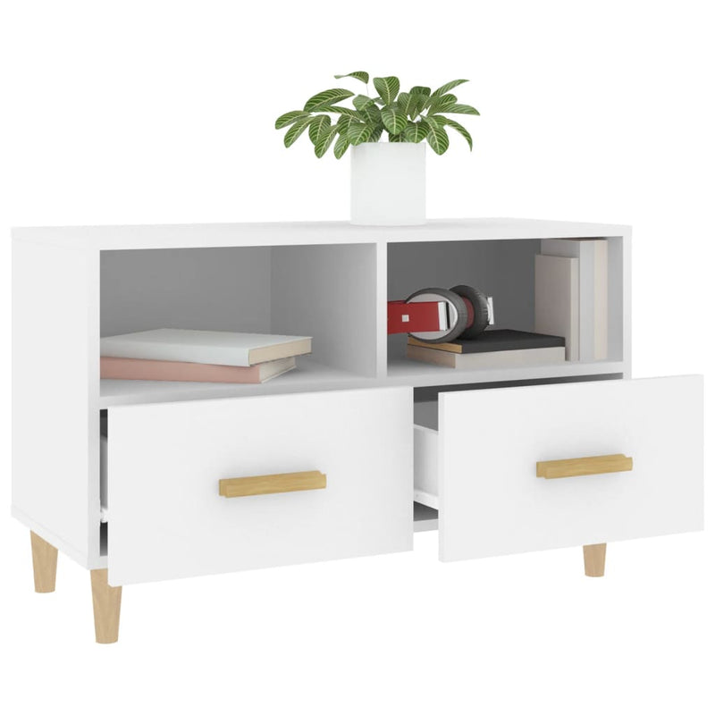 TV Cabinet White 80x36x50 cm Engineered Wood