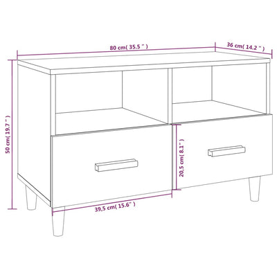 TV Cabinet White 80x36x50 cm Engineered Wood