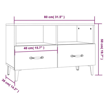 TV Cabinet White 80x36x50 cm Engineered Wood