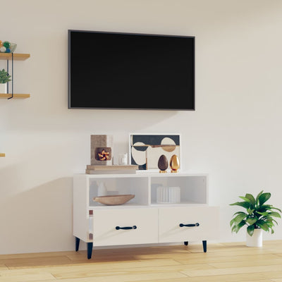 TV Cabinet High Gloss White 80x36x50 cm Engineered Wood