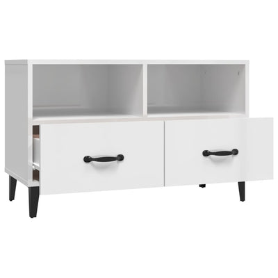 TV Cabinet High Gloss White 80x36x50 cm Engineered Wood