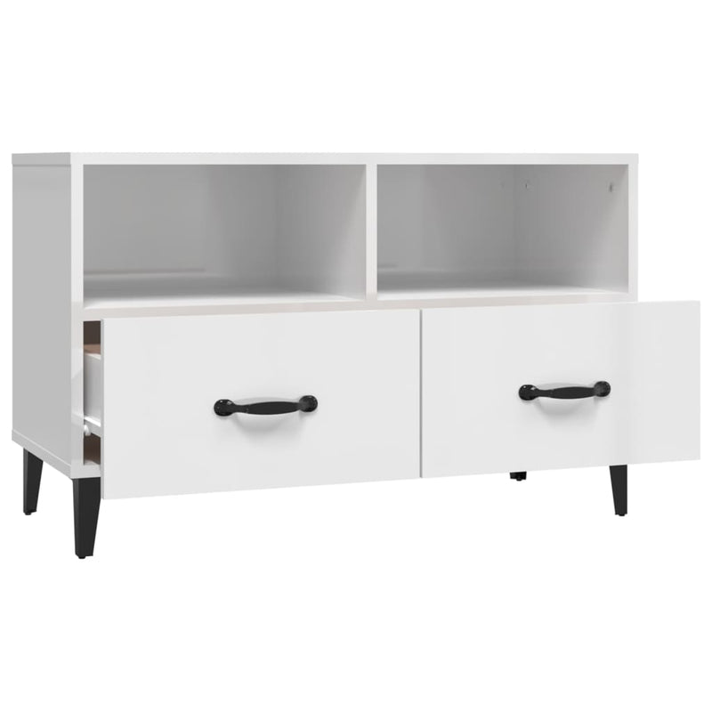 TV Cabinet High Gloss White 80x36x50 cm Engineered Wood