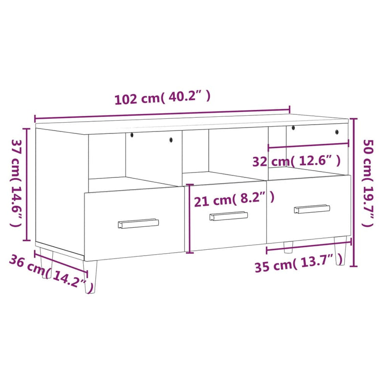 TV Cabinet Black 102x36x50 cm Engineered Wood