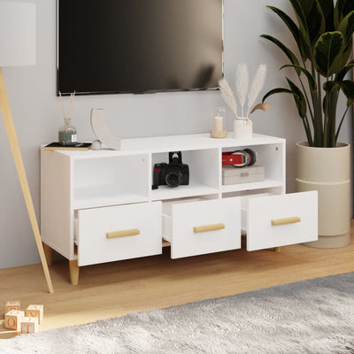 TV Cabinet High Gloss White 102x36x50 cm Engineered Wood