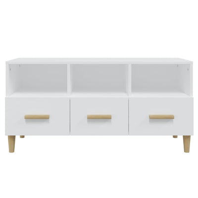 TV Cabinet High Gloss White 102x36x50 cm Engineered Wood