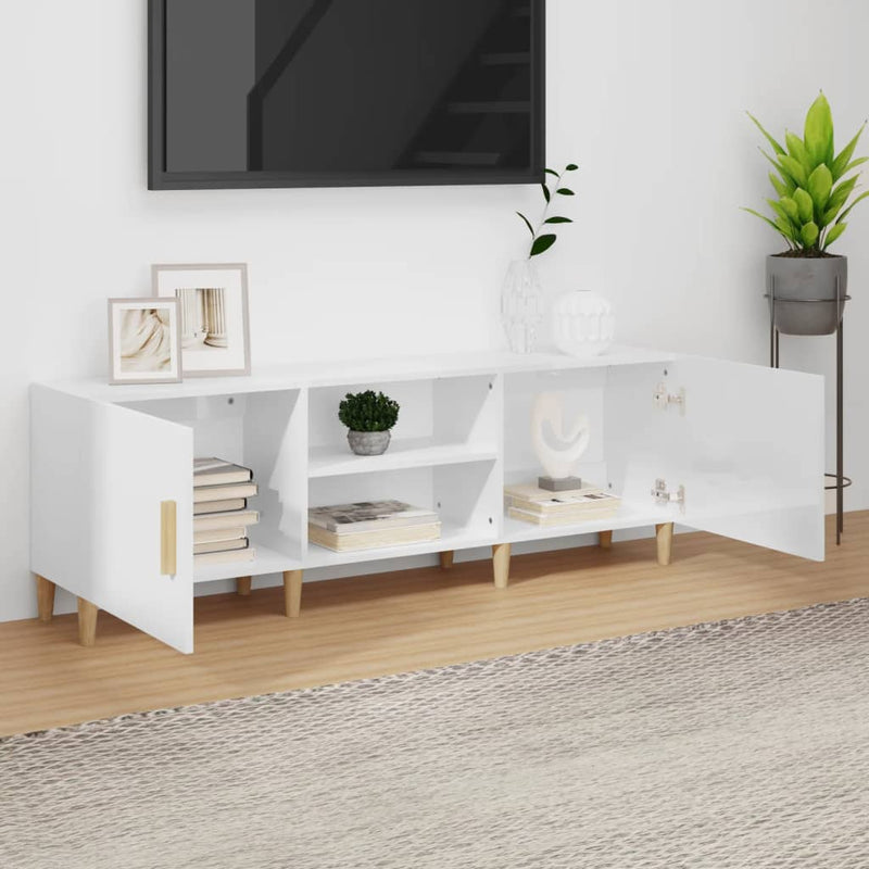 TV Cabinet High Gloss White 150x30x50 cm Engineered Wood