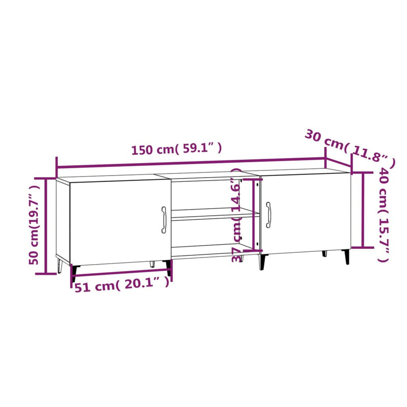 TV Cabinet Black 150x30x50 cm Engineered Wood