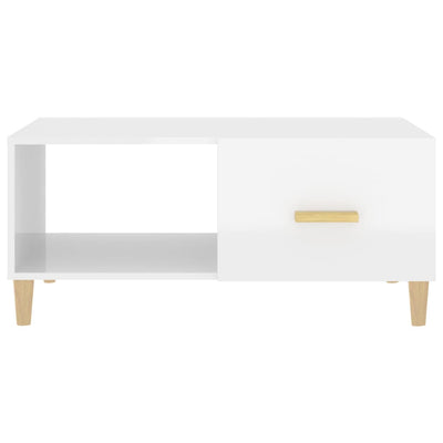 Coffee Table High Gloss White 89.5x50x40 cm Engineered Wood