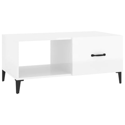 Coffee Table High Gloss White 90x50x40 cm Engineered Wood