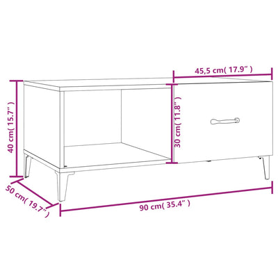 Coffee Table High Gloss White 90x50x40 cm Engineered Wood