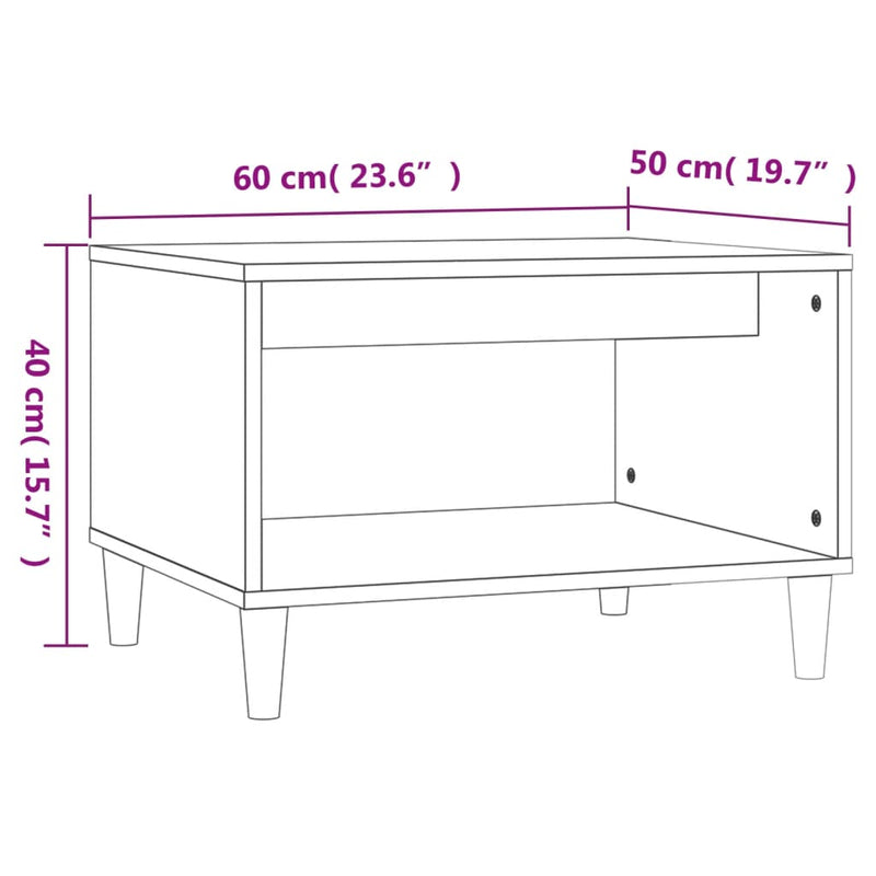 Coffee Table High Gloss White 60x50x40 cm Engineered Wood