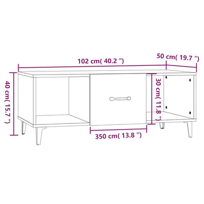 Coffee Table White 102x50x40 cm Engineered Wood