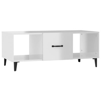 Coffee Table High Gloss White 102x50x40 cm Engineered Wood