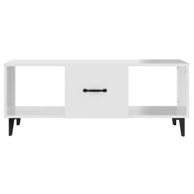 Coffee Table High Gloss White 102x50x40 cm Engineered Wood