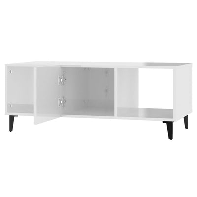 Coffee Table High Gloss White 102x50x40 cm Engineered Wood