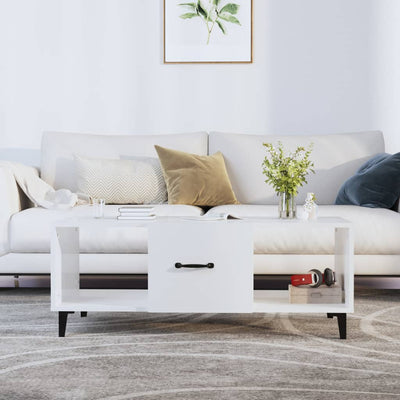 Coffee Table High Gloss White 102x50x40 cm Engineered Wood