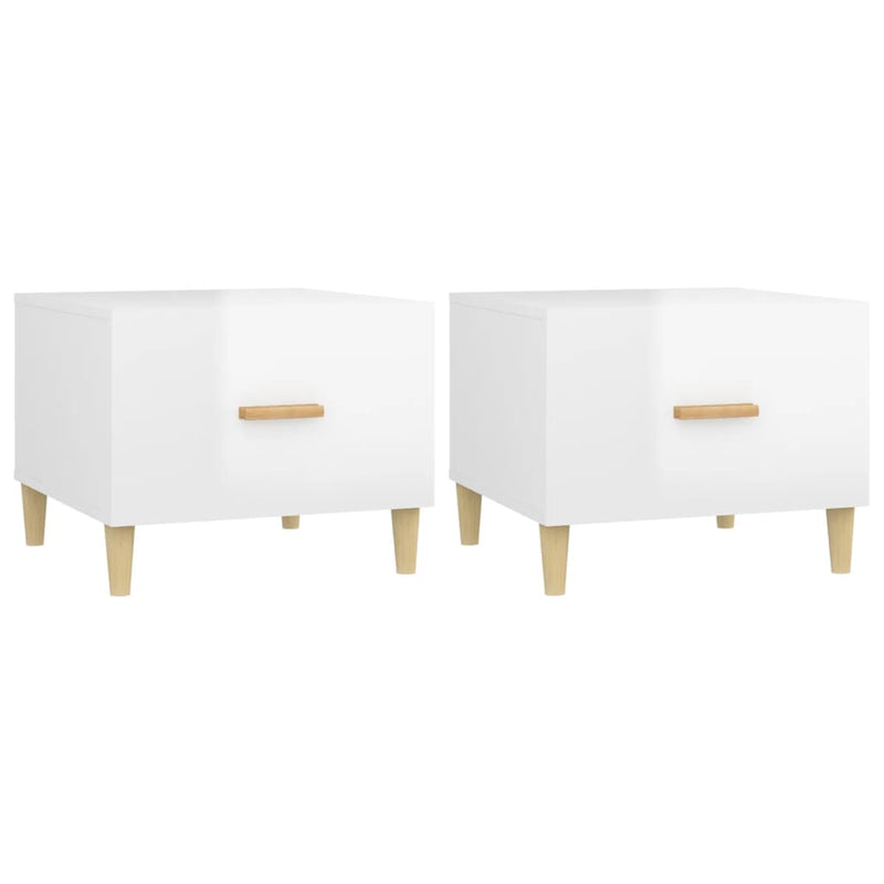 Coffee Tables 2 pcs High Gloss White 50x50x40 cm Engineered Wood