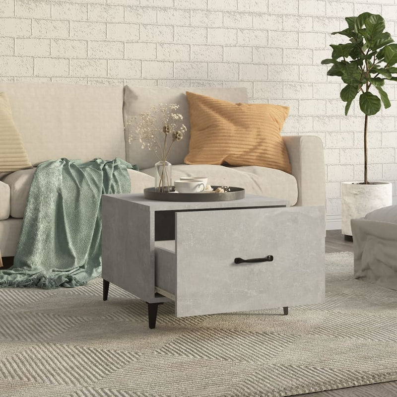 Coffee Table with Metal Legs 2 pcs Concrete Grey 50x50x40 cm