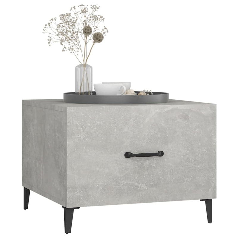 Coffee Table with Metal Legs 2 pcs Concrete Grey 50x50x40 cm