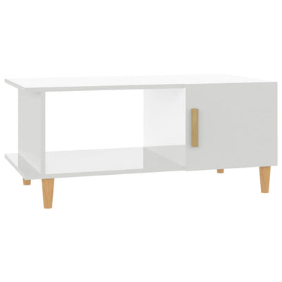 Coffee Table High Gloss White 90x50x40 cm Engineered Wood