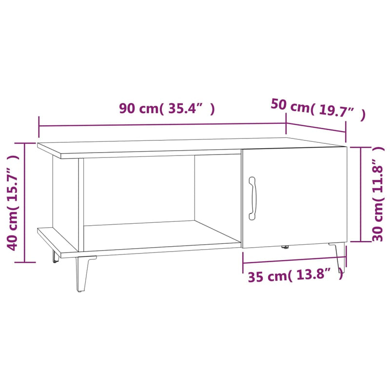 Coffee Table Black 90x50x40 cm Engineered Wood